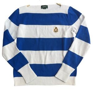 Lauren Ralph Lauren Blue and White Striped Sweater